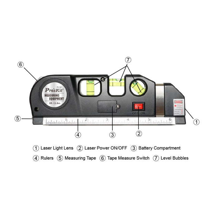 PROSKIT PD-161-C | 4-IN-1 MULTI-PURPOSE LASER LEVEL MEASURING TOOL