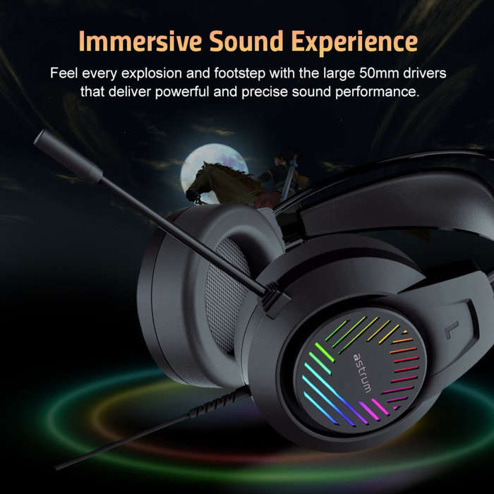 Wired Gaming Headset, 2 x 3.5mm with Boom Mic and USB LED