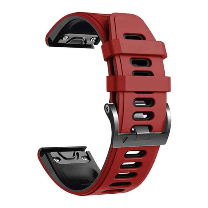 Killer Deals 26mm Quick Fit Garmin Fenix 5X Silicone Strap - Red & Black (5X/6X/3/3HR)