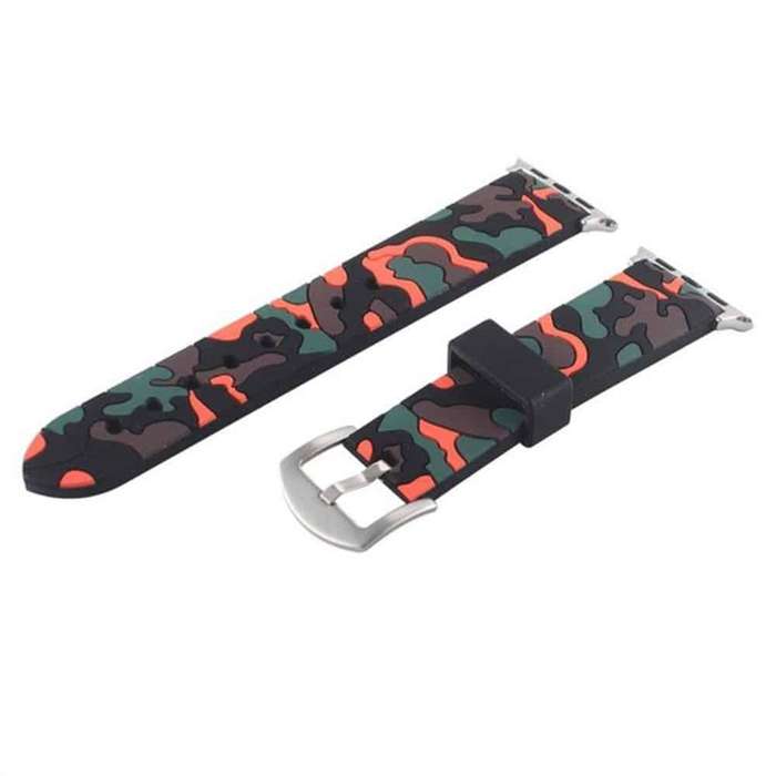Killer Deals Silicone Strap for 38/40/41mm Apple Watch (S/M/L) - Camo Black & Red