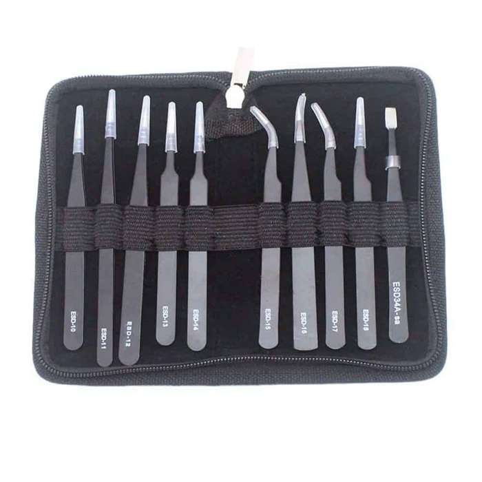 Killer Deals 10-Piece Stainless Steel Anti-Static/Corrosion Precision Tweezer Set