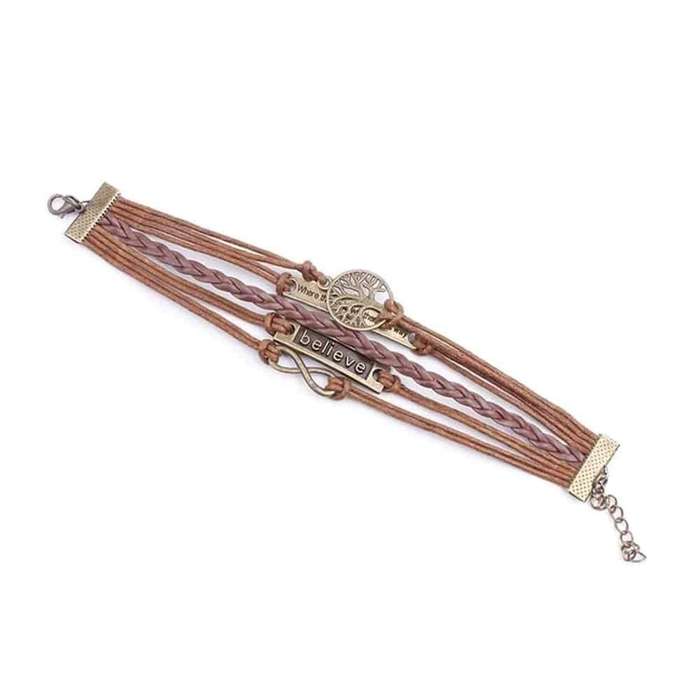 Killer Deals Unisex Layered Vegan Leather Tree of Life Bracelet- L/XL