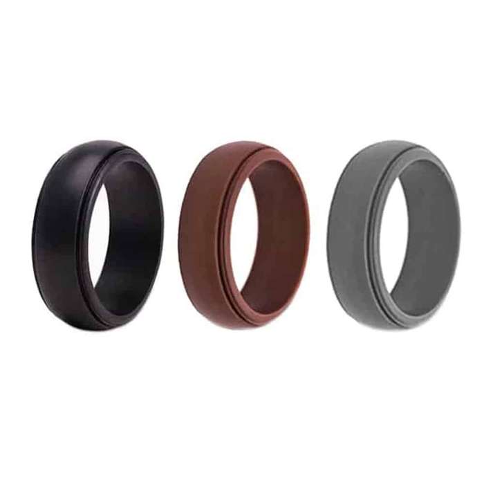 Killer Deals Men's Wedding/Commitment/Exercise Silicone Rings (4-Pack ) Black, Grey, Brown size 13