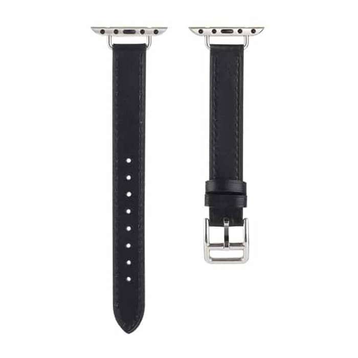 Killer Deals Slim Leather Band Strap for Apple Watch 42/44/45/49mm - Black