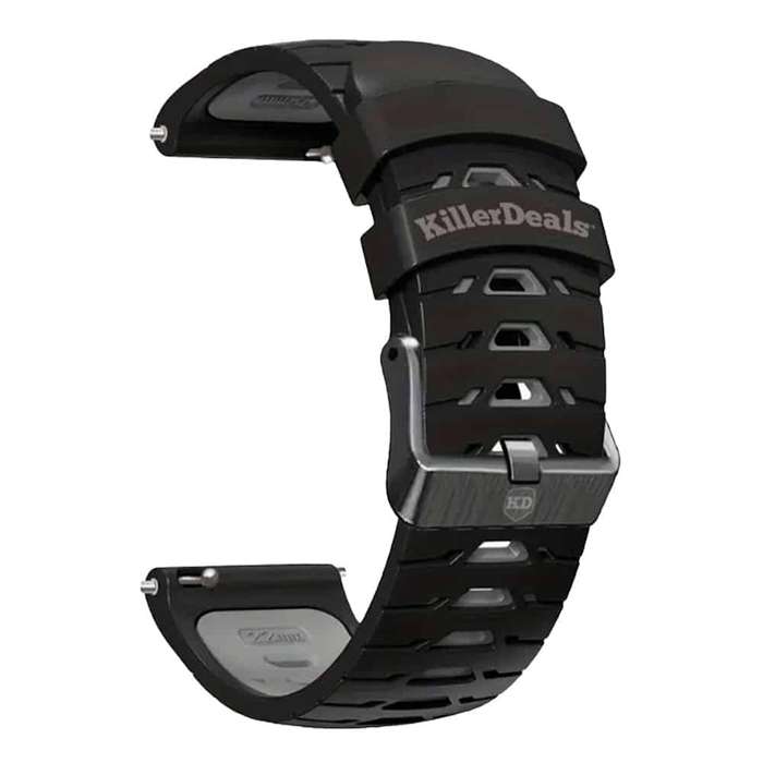 Killer Deals 22mm Universal Watch Silicone Strap for Garmin Samsung Huawei- Black & Grey