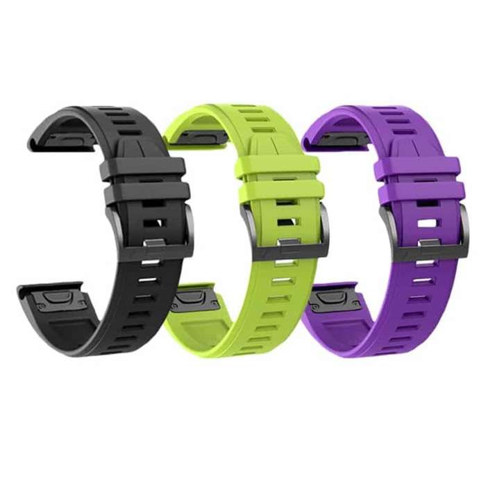 Killer Deals 22mm Garmin Fenix 5/6/935/945/S60 Silicone Strap - Black/Purple/Green Combo