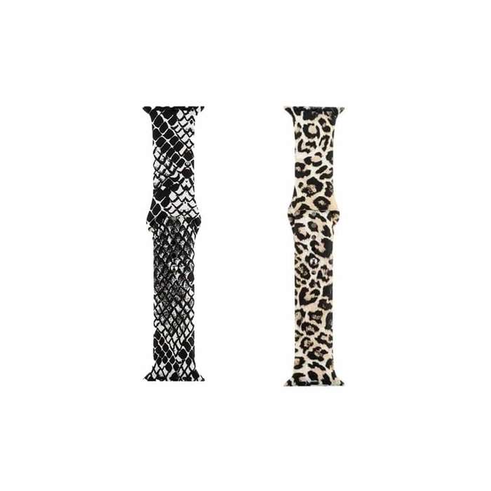 Killer Deals Silicone Strap for 38/40/41mm Apple Watch- Snake Skin & Leopard- S/M 2 Pack