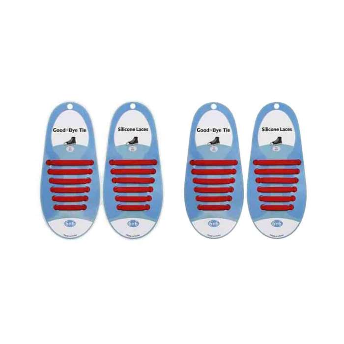 Killer Deals elastic lazy no-tie silicone speed laces - Red (Kids) x2 Combo