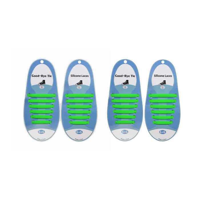 Killer Deals elastic lazy no-tie silicone speed laces - Green (Kids) x2 Combo