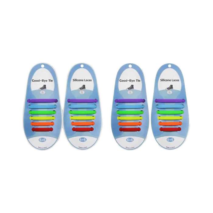 Killer Deals elastic lazy no-tie silicone speed laces - Rainbow (Kids) x2 Combo