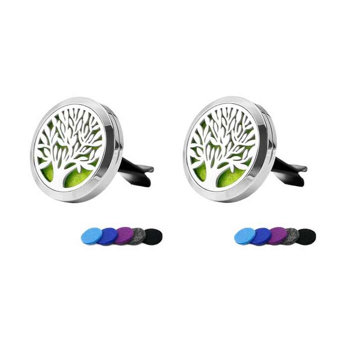 Killer Deals Stainless Steel Aromatherapy Refill Essential Oil Car Diffuser x2  Combo
