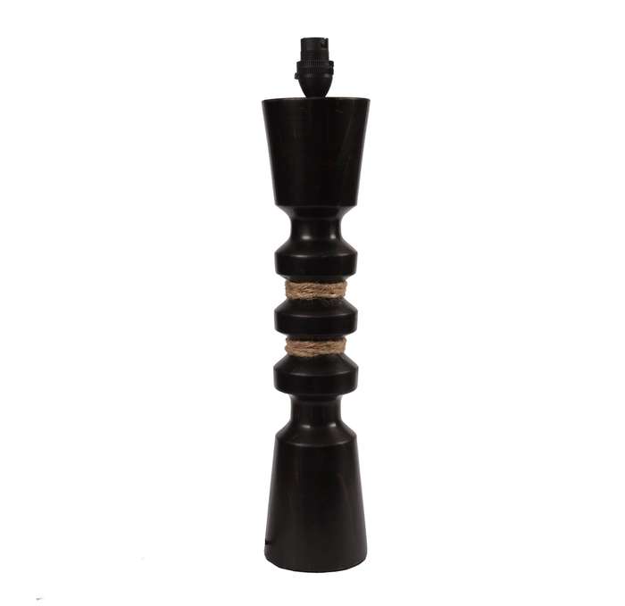 Solid Wood Dark Table Lamp with Rope Detailing | WF100