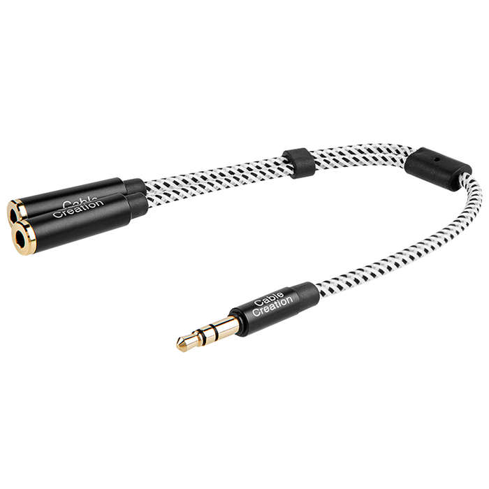 AUDIO Y SPLITTER CABLE 3.5MM MALE TO 2 PORT 3.5MM FEMALE FOR EARPHONE, HEADSET ADAPTOR