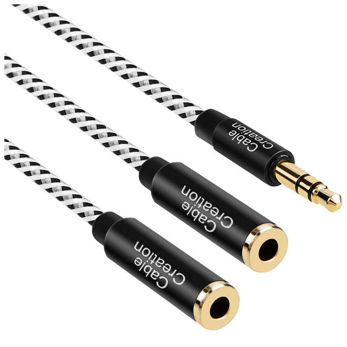 AUDIO Y SPLITTER CABLE 3.5MM MALE TO 2 PORT 3.5MM FEMALE FOR EARPHONE, HEADSET ADAPTOR