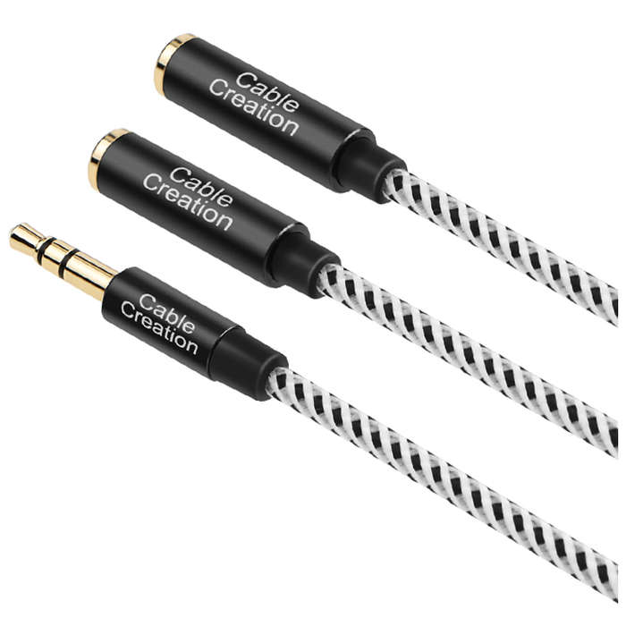 AUDIO Y SPLITTER CABLE 3.5MM MALE TO 2 PORT 3.5MM FEMALE FOR EARPHONE, HEADSET ADAPTOR