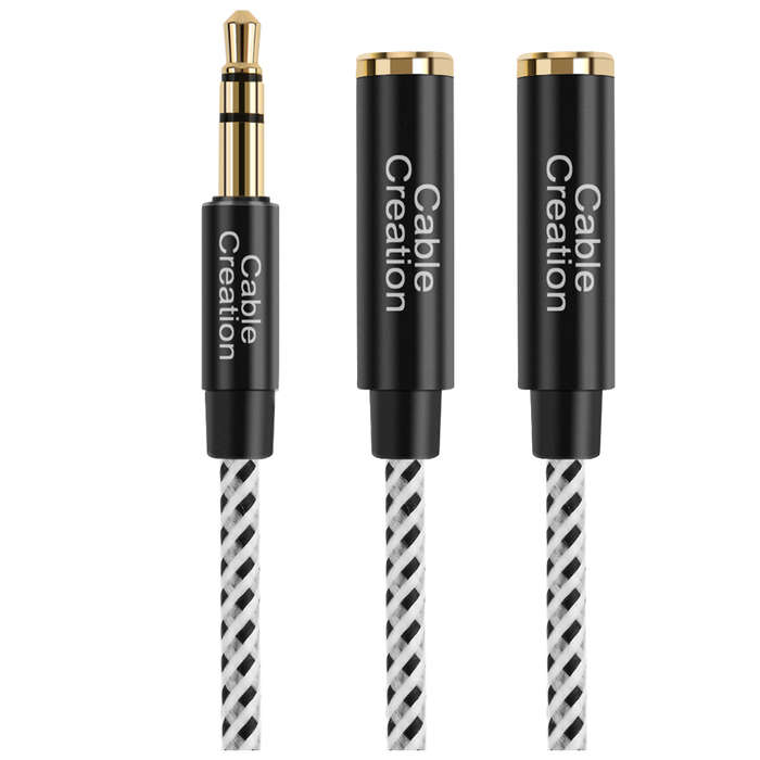 AUDIO Y SPLITTER CABLE 3.5MM MALE TO 2 PORT 3.5MM FEMALE FOR EARPHONE, HEADSET ADAPTOR