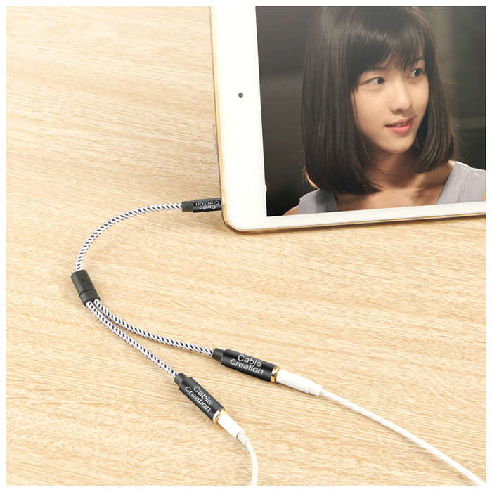 AUDIO Y SPLITTER CABLE 3.5MM MALE TO 2 PORT 3.5MM FEMALE FOR EARPHONE, HEADSET ADAPTOR
