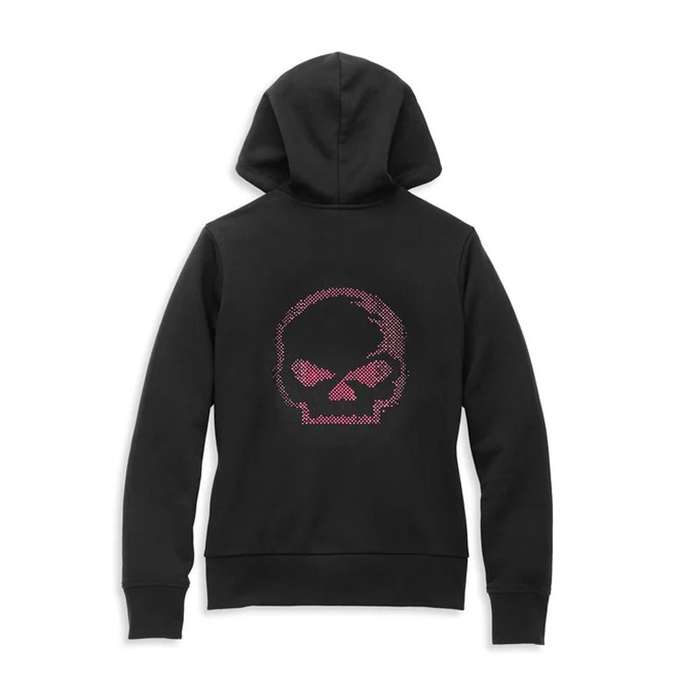 Women's Willie G Skull Zip Front Hoodie with Rhinestones - 2XL