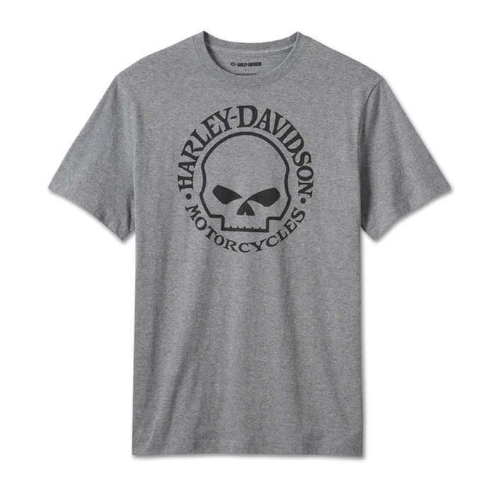 Men's Willie G Skull Tee - Medium Heather Grey - S
