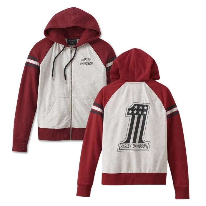 Women's Special Liberty Zip Front Hoodie - Colorblocked - Winery - XL