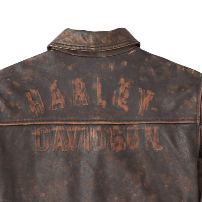Men's Gas &amp; Oil Leather Jacket - Brown Leather - M