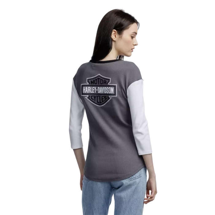 Women's Pride Contrast Henley - Colorblocked - Blackened Pearl - L