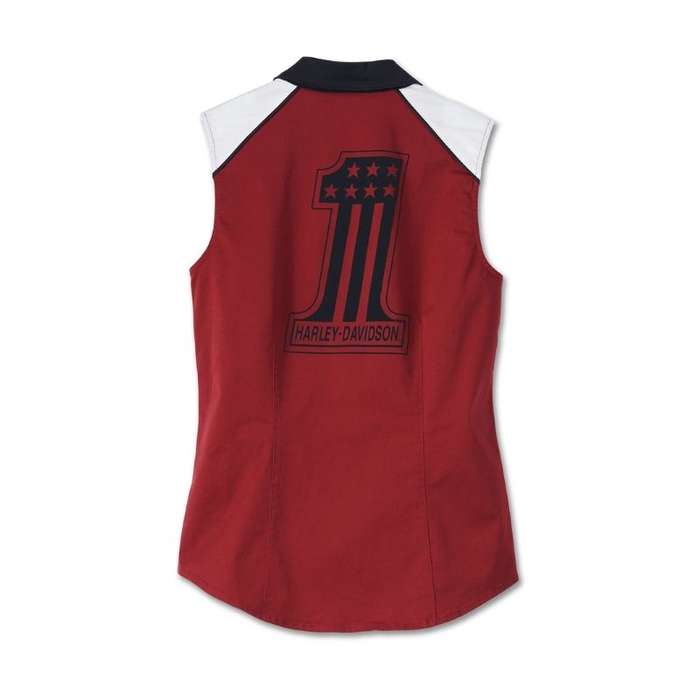 Women's Liberty Sleeveless Zip Front Shirt - Colorblocked - Winery - XL