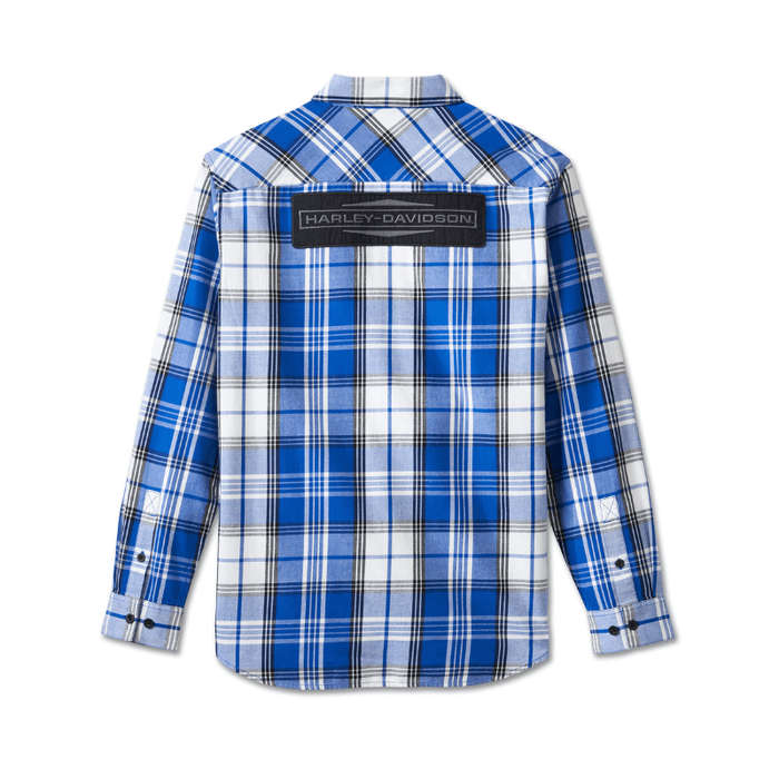 Men's Stacked Bar & Shield Long Sleeve Plaid Shirt - XL