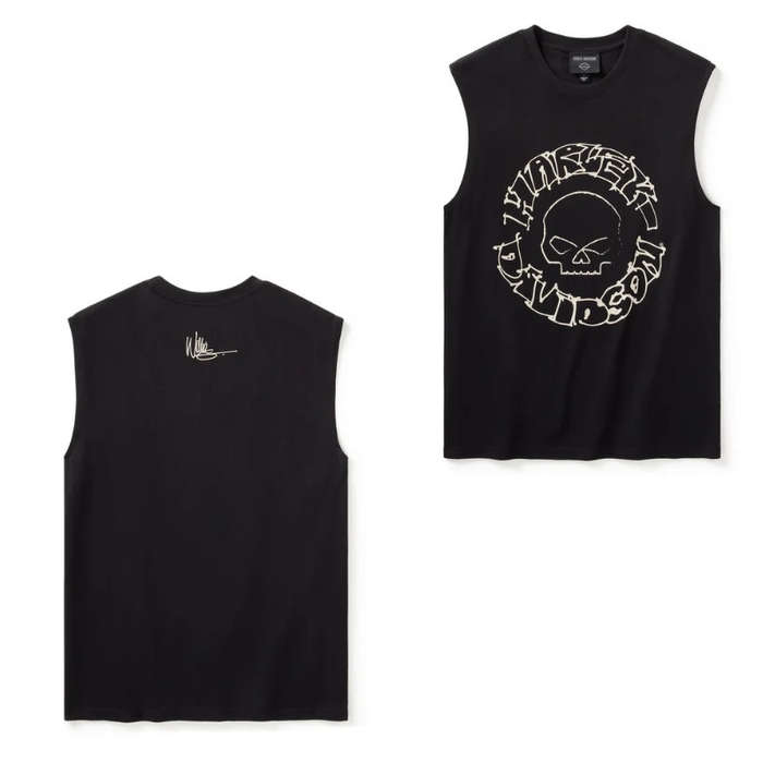 Willie G Circle Skull Sketch Art Muscle Tee - 2XL