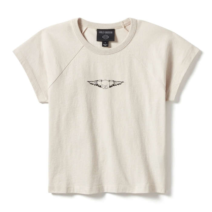 Women's Willie G Wing Skull Sketch Art Baby Doll Tee - XS
