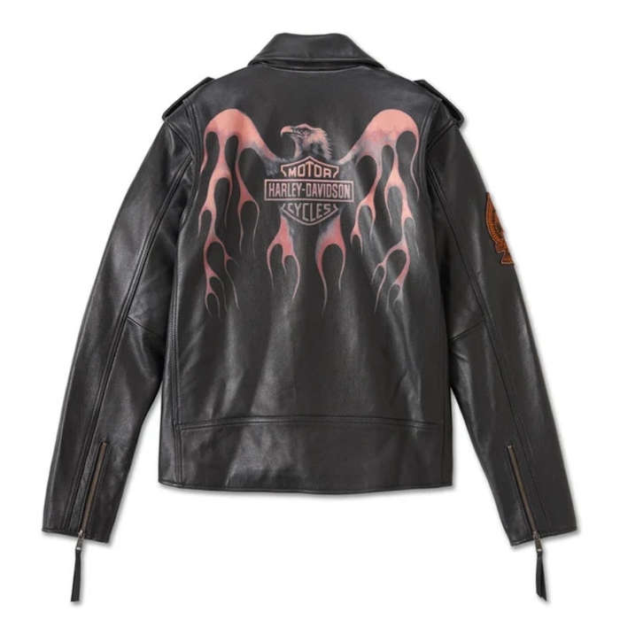 Men's Burning Eagle Leather Jacket - S