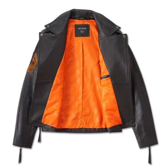 Men's Burning Eagle Leather Jacket - S