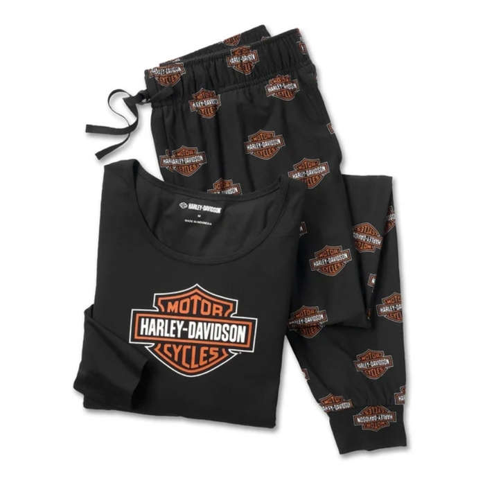 Women's Bar & Shield Long Sleeve Pajama Set - S