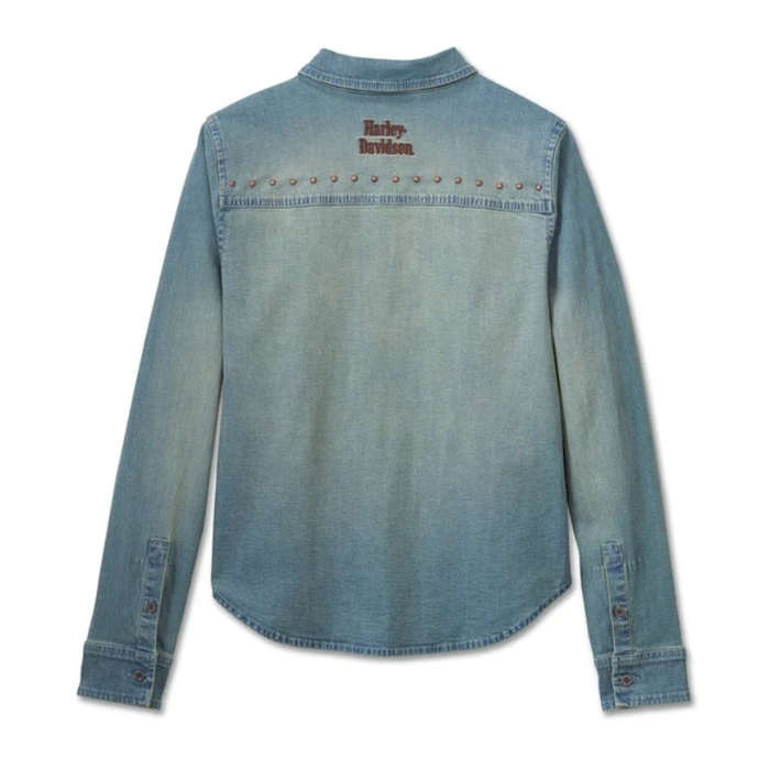 Women's H-D Studded Denim Shirt - XL