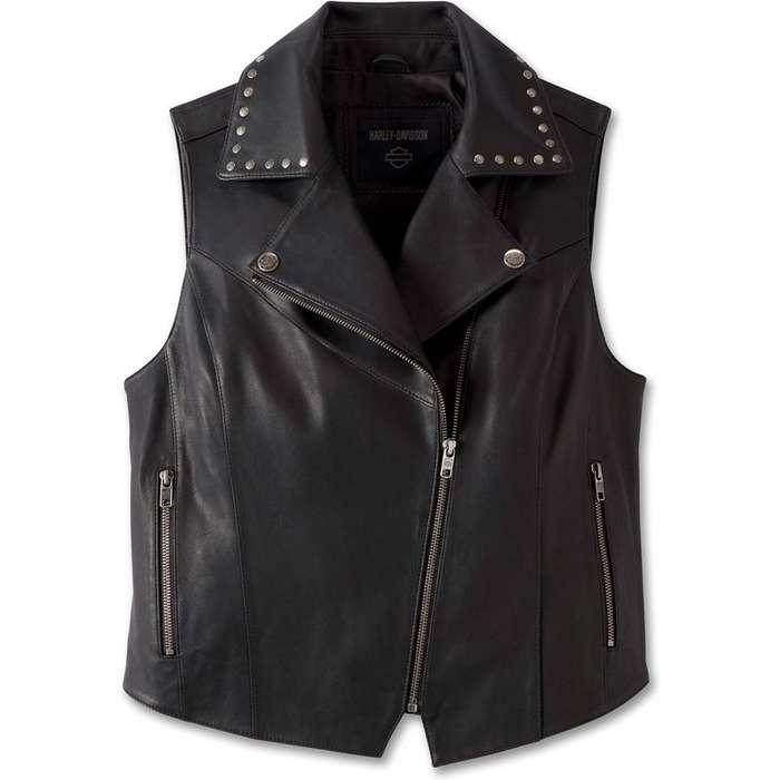 Womens Classic Eagle Studded Leather Vest - M