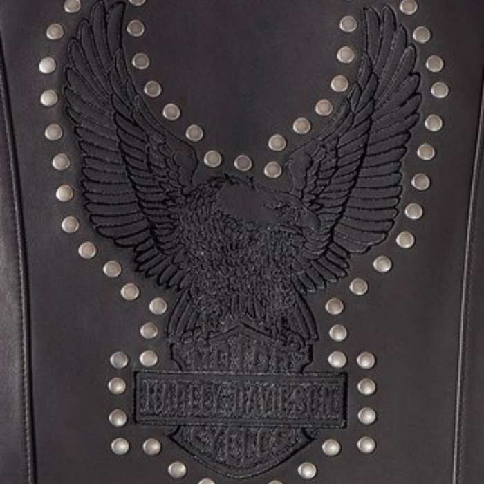 Womens Classic Eagle Studded Leather Vest - M