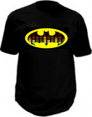 EL Panel Tshirts: Sound activated LED Light up Tshirt | Batman- XL, White