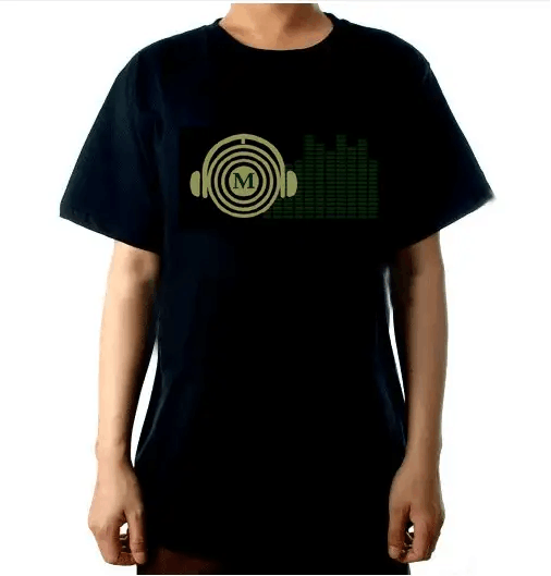 EL Panel Tshirts: Sound activated LED Light up Tshirt | Android Music Bot - M, White