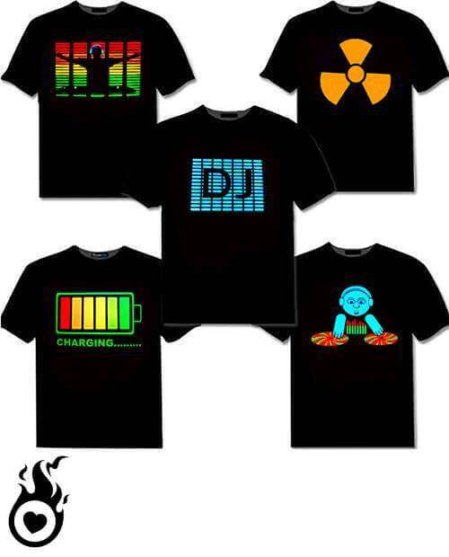 EL Panel Tshirts: Sound activated LED Light up Tshirt |  XS, White