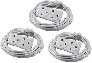 5m Extension Cord With A Two-Way Multi-Plug Extension Lead Bulk 3 Pack