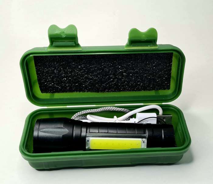 LED Flashlight Torch USB Rechargeable Built-in Battery Zoomable Function
