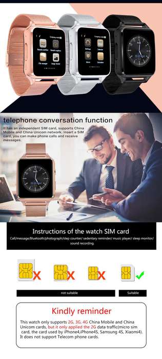 X8 Smart Watch GSM compatible with Android or IOS - Black