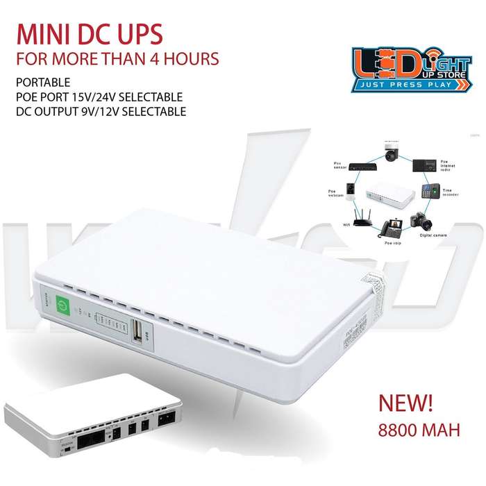 Portable Power Mini DC UPS 8800mAh- Output | with additional 2m cables