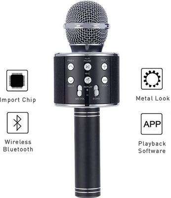 Wireless Microphone Karaoke Speaker For Smartphones - Black