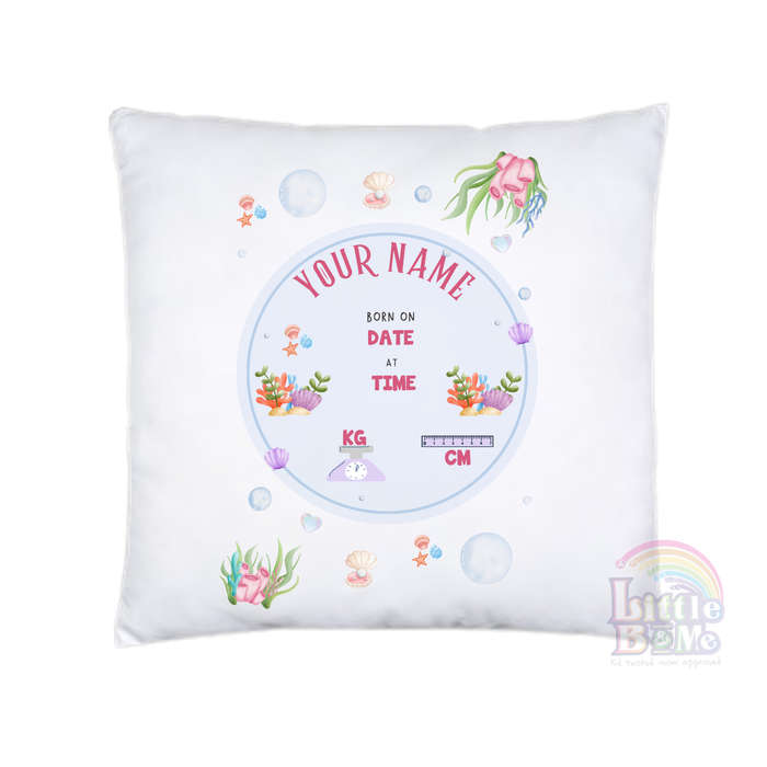 Personalized Birth Announcement Cushion Ocean