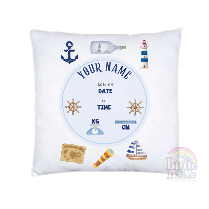 Personalized Birth Announcement Cushion Nautical