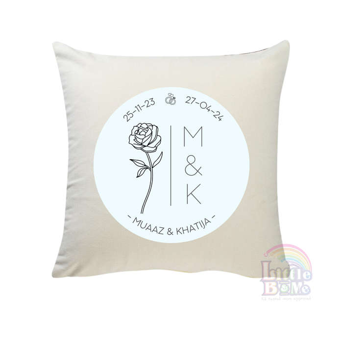 Personalized Rose Initials Canvas Cushion