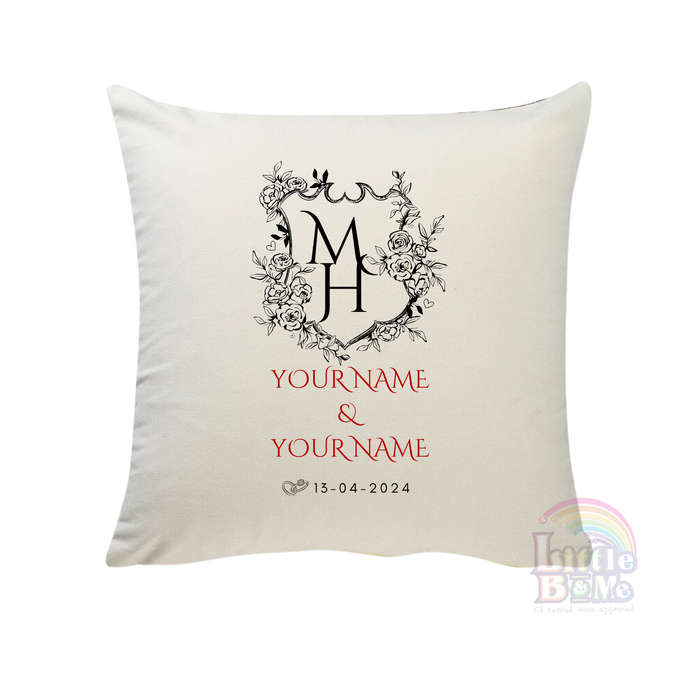 Personalized Floral Canvas Cushion