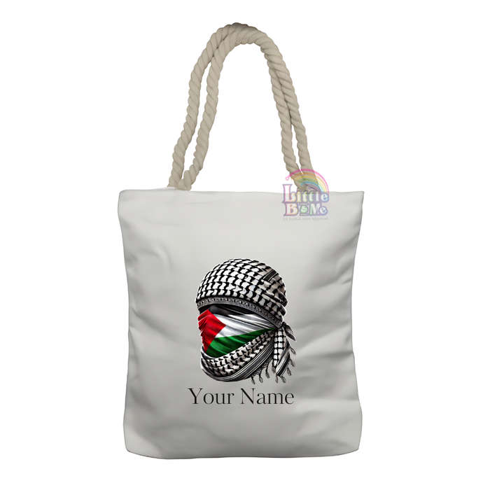 Personalized Rope Tote Bag- Palestine Keffiyeh