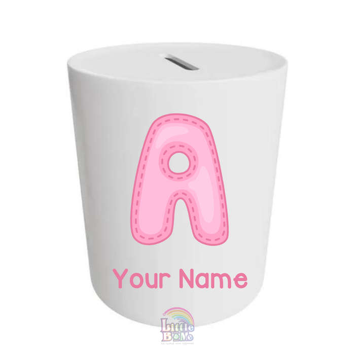 Personalized Money Box - Pink Alphabet